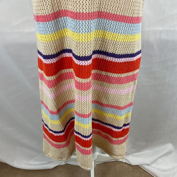 Rails  Semi-Open Weave June Tan Multi-Stripe Dress L  Red Pink Blue Yellow Strip - Picture 5 of 12